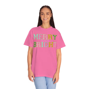 Faux Chenille Merry and Bright Comfort Colors Unisex Garment-Dyed T-shirt