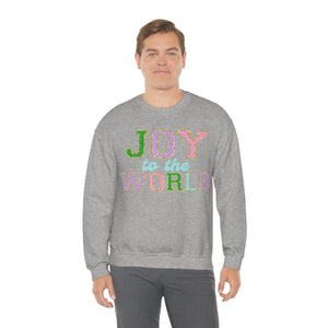 Faux Chenille Joy to the World Unisex Heavy Blend™ Crewneck Sweatshirt