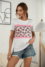 Load image into Gallery viewer, Leopard Color Block Side Slit Tee
