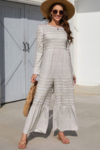 Load image into Gallery viewer, Striped Round Neck Long Sleeve Jumpsuit

