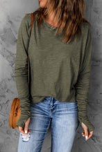 Load image into Gallery viewer, Thumbhole Long Sleeve Round Neck Top
