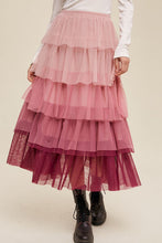 Load image into Gallery viewer, Elastic Waist Layered Tulle Midi Skirt
