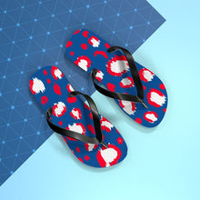 Load image into Gallery viewer, Leopard Blue July 4th Flip Flops
