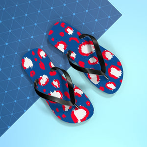 Leopard Blue July 4th Flip Flops