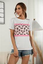 Load image into Gallery viewer, Leopard Color Block Side Slit Tee
