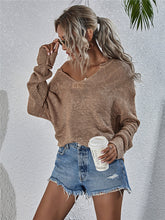 Load image into Gallery viewer, Notched Neck Slit Knit Top
