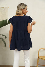 Load image into Gallery viewer, Swiss Dot Round Neck Tiered Blouse
