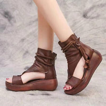 Load image into Gallery viewer, PU Leather Open Toe Wedge Sandals
