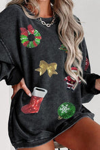 Load image into Gallery viewer, Sequin Patch Christmas Element Sweatshirt
