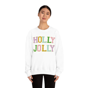 Faux Chenille Holly Jolly Unisex Heavy Blend™ Crewneck Sweatshirt