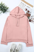 Load image into Gallery viewer, Quarter-Button Exposed Seam Dropped Shoulder Hoodie
