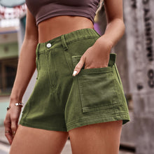 Load image into Gallery viewer, High-Waist Denim Shorts with Pockets
