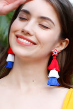 Load image into Gallery viewer, Beaded Star Tassel Dangle Earrings
