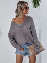 Load image into Gallery viewer, Notched Neck Slit Knit Top
