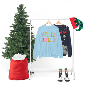 Faux Chenille Holly Jolly Unisex Heavy Blend™ Crewneck Sweatshirt