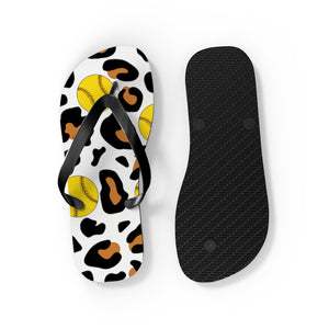 Leopard Softball Flip Flops