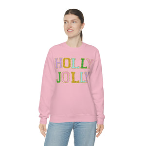 Faux Chenille Holly Jolly Unisex Heavy Blend™ Crewneck Sweatshirt