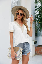 Load image into Gallery viewer, Contrast V-Neck Puff Sleeve Top
