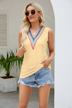 Load image into Gallery viewer, Contrast V-Neck Eyelet Tank
