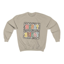 Load image into Gallery viewer, Leopard Merry and Bright Unisex Heavy Blend™ Crewneck Sweatshirt
