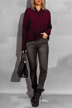 Load image into Gallery viewer, Surplice Dropped Shoulder Long Sleeve Sweater
