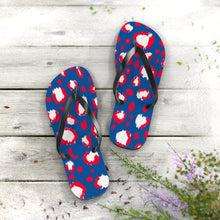 Load image into Gallery viewer, Leopard Blue July 4th Flip Flops
