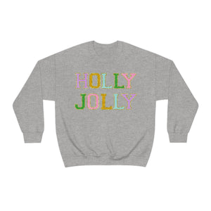 Faux Chenille Holly Jolly Unisex Heavy Blend™ Crewneck Sweatshirt