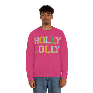 Faux Chenille Holly Jolly Unisex Heavy Blend™ Crewneck Sweatshirt