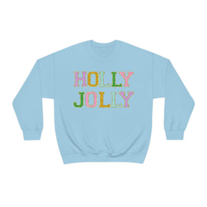 Faux Chenille Holly Jolly Unisex Heavy Blend™ Crewneck Sweatshirt