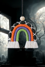 Load image into Gallery viewer, Fringe Macrame Rainbow Shape Wood Bead Cotton Keychain
