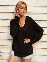 Load image into Gallery viewer, Notched Neck Slit Knit Top
