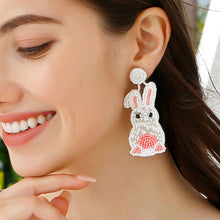 Load image into Gallery viewer, Bead Stainless Steel Rabbit Dangle Earrings
