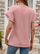 Load image into Gallery viewer, Textured Petal Sleeve Round Neck Tee
