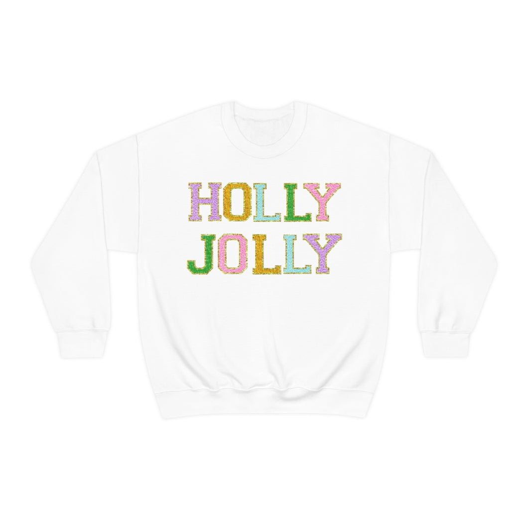 Faux Chenille Holly Jolly Unisex Heavy Blend™ Crewneck Sweatshirt