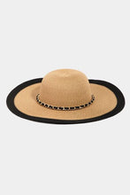 Load image into Gallery viewer, Fame Chain Black Trim Straw Hat
