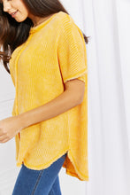 Load image into Gallery viewer, Zenana Start Small Washed Waffle Knit Top in Yellow Gold
