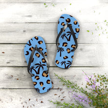 Load image into Gallery viewer, Palm Tree Blue Flip Flops
