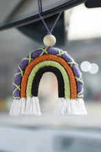 Load image into Gallery viewer, Fringe Macrame Rainbow Shape Wood Bead Cotton Keychain
