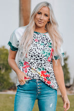 Load image into Gallery viewer, Floral Leopard Short Raglan Sleeve T-Shirt
