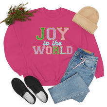 Load image into Gallery viewer, Faux Chenille Joy to the World Unisex Heavy Blend™ Crewneck Sweatshirt
