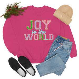 Faux Chenille Joy to the World Unisex Heavy Blend™ Crewneck Sweatshirt