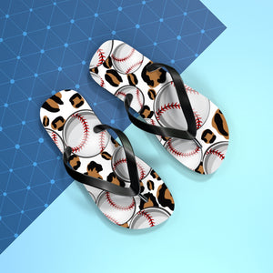 Leopard Baseball Flip Flops