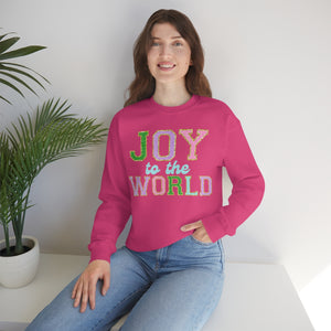 Faux Chenille Joy to the World Unisex Heavy Blend™ Crewneck Sweatshirt