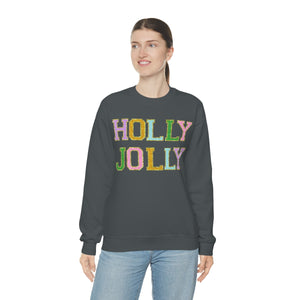 Faux Chenille Holly Jolly Unisex Heavy Blend™ Crewneck Sweatshirt