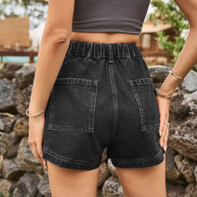 Load image into Gallery viewer, High-Waist Denim Shorts with Pockets
