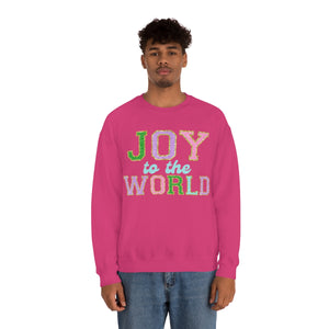 Faux Chenille Joy to the World Unisex Heavy Blend™ Crewneck Sweatshirt