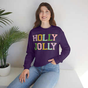 Faux Chenille Holly Jolly Unisex Heavy Blend™ Crewneck Sweatshirt