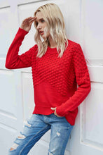 Load image into Gallery viewer, Pom-Pom Drop Shoulder Ribbed Trim Sweater
