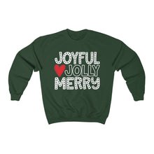 Load image into Gallery viewer, Joyful Jolly Merry White Font Unisex Heavy Blend™ Crewneck Sweatshirt
