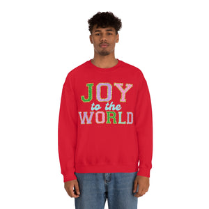 Faux Chenille Joy to the World Unisex Heavy Blend™ Crewneck Sweatshirt